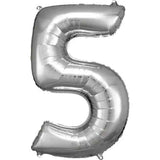 Amscan® Ballon Numéro 5 (86 cm) Silver