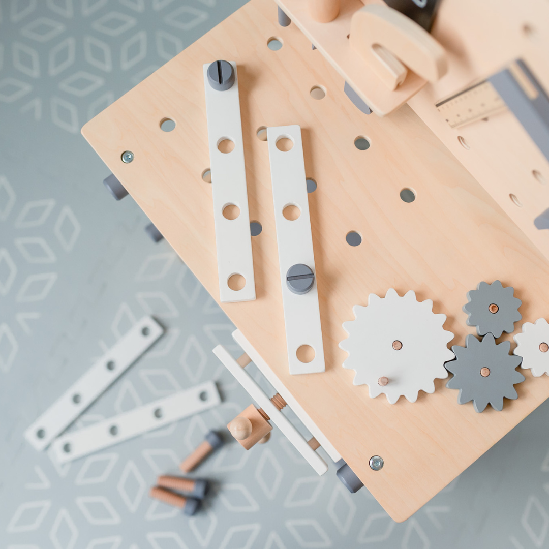 Evibell® Otroška lesena delovna miza z orodjem Nature Evibell