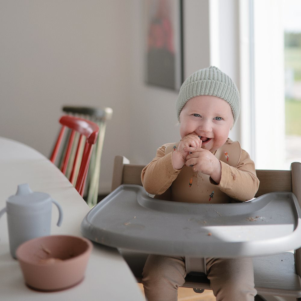 Mushie® Set dveh silikonskih žličk Starter Cambridge Blue/Shifting Sand Mushie