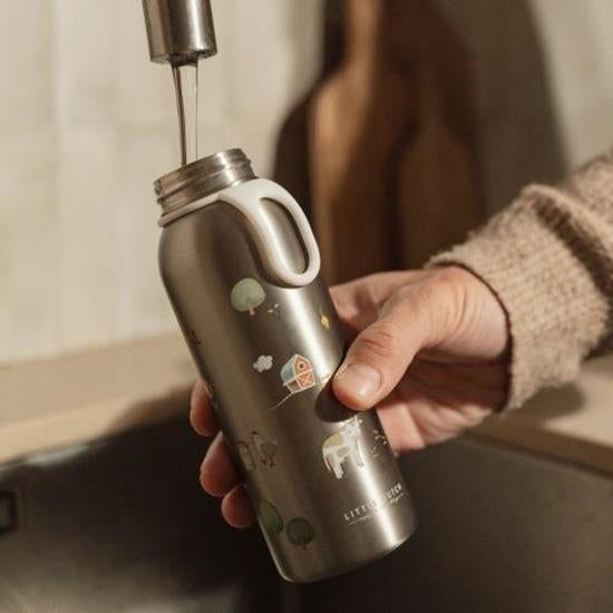 Little Dutch® Steklenička iz nerjavečega jekla flip-up Little Farm 350ml Little Dutch