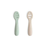 Mushie® First Feeding Baby Spoons 2-Pack Cambridge Blue/Shifting Sand