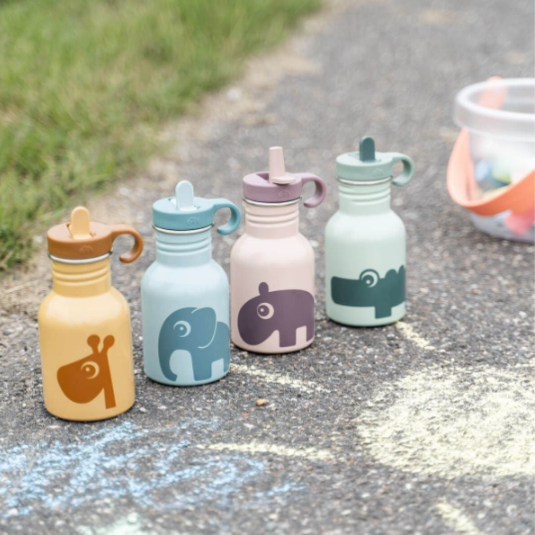 Done by Deer® Kovinska steklenička s slamico Croco Green 350 ml Done by Deer