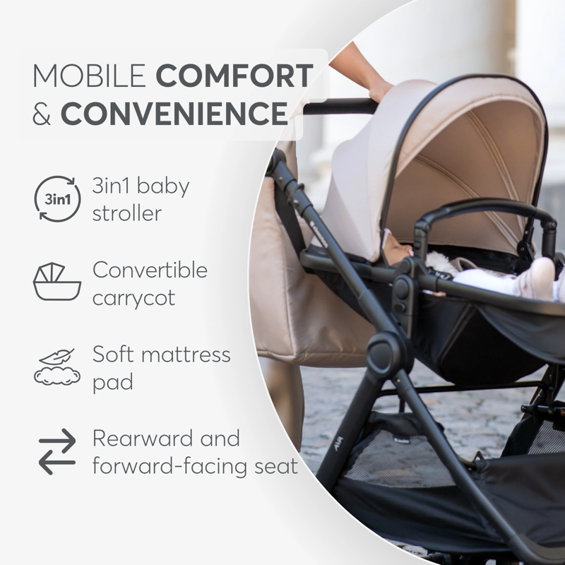 KikkaBoo® Otroški voziček s košaro 3v1 Ava Army Green KikkaBoo