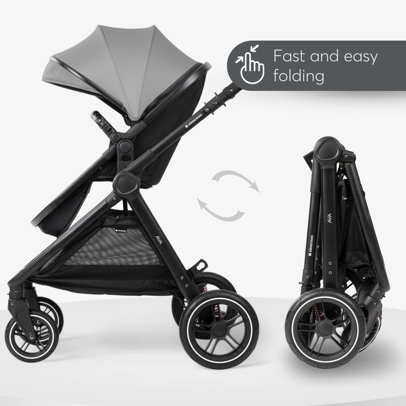 KikkaBoo® Otroški voziček s košaro 3v1 Ava Grey KikkaBoo