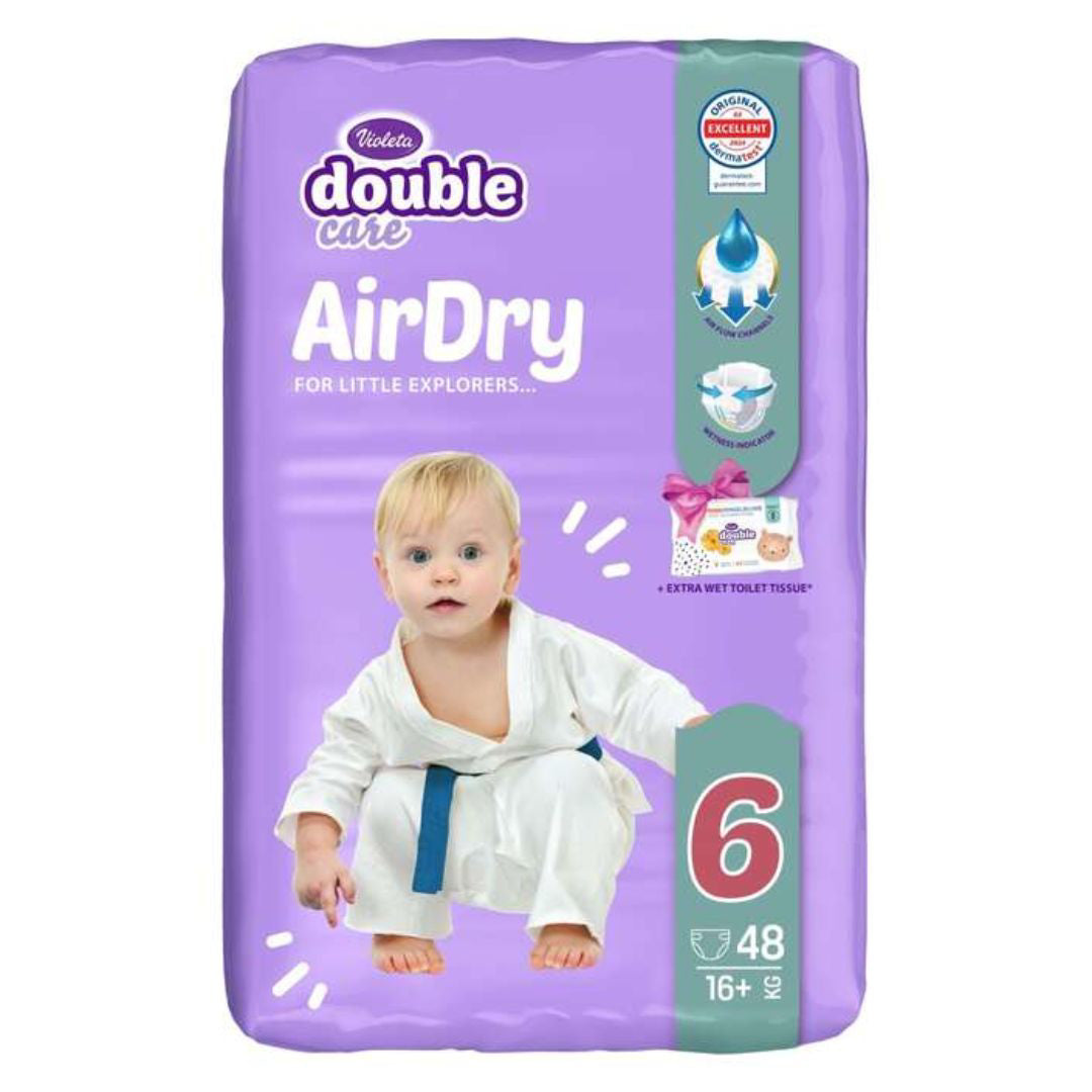 Violeta® Plenice Air Dry 6 Junior Plus (16kg+) Jumbo 48 + Darilo Baby vlažni robčki Violeta