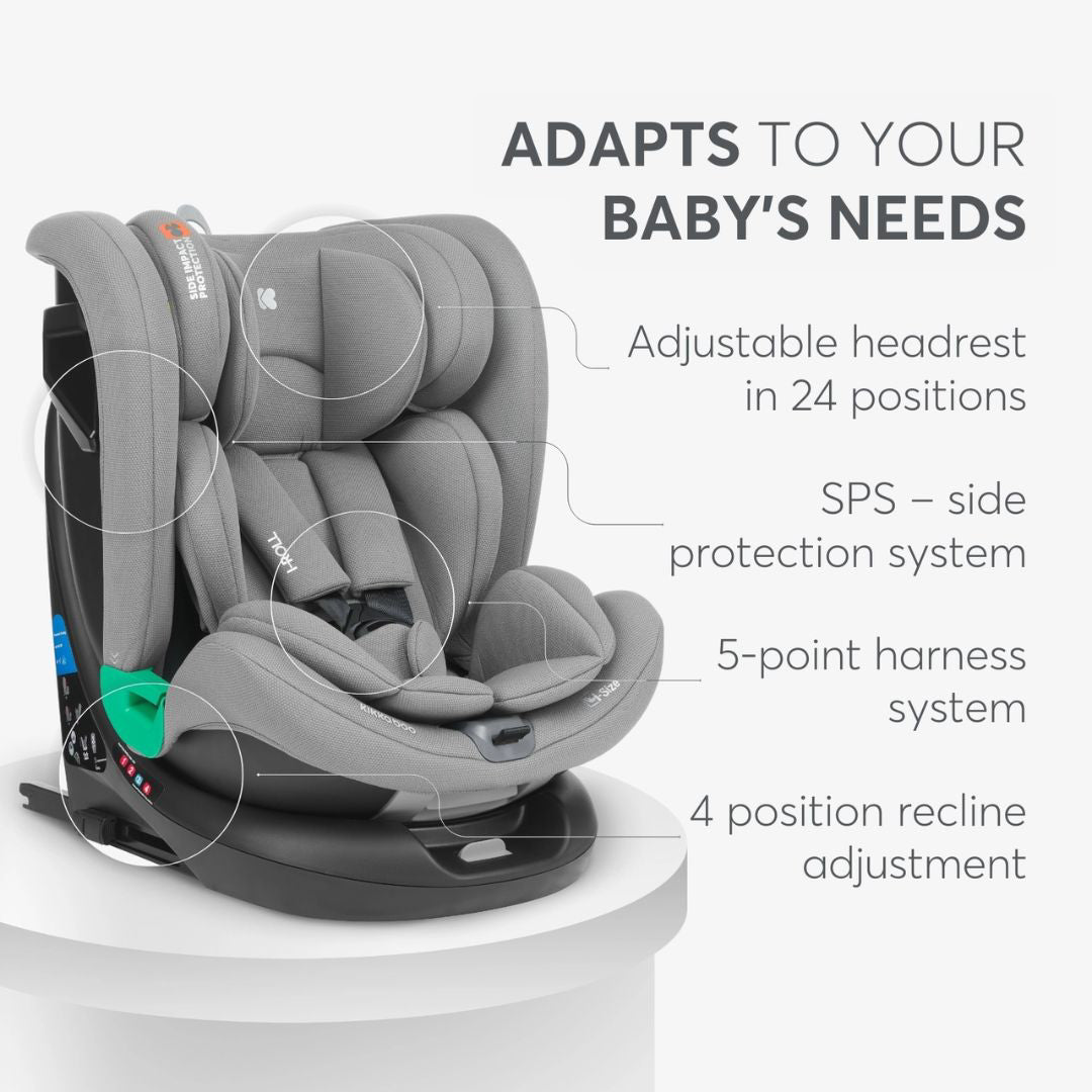 KikkaBoo® Otroški avtosedež 360 i-Roll i-SIZE (40-150 cm) Light Grey KikkaBoo