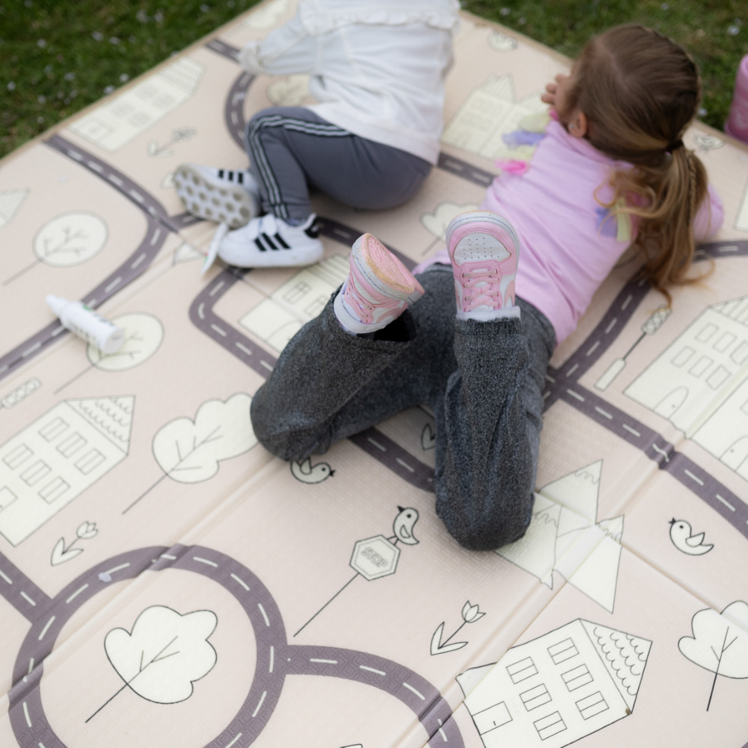 Evibell® Zložljiva igralna podloga 150x190 Dots/City Grey Evibell