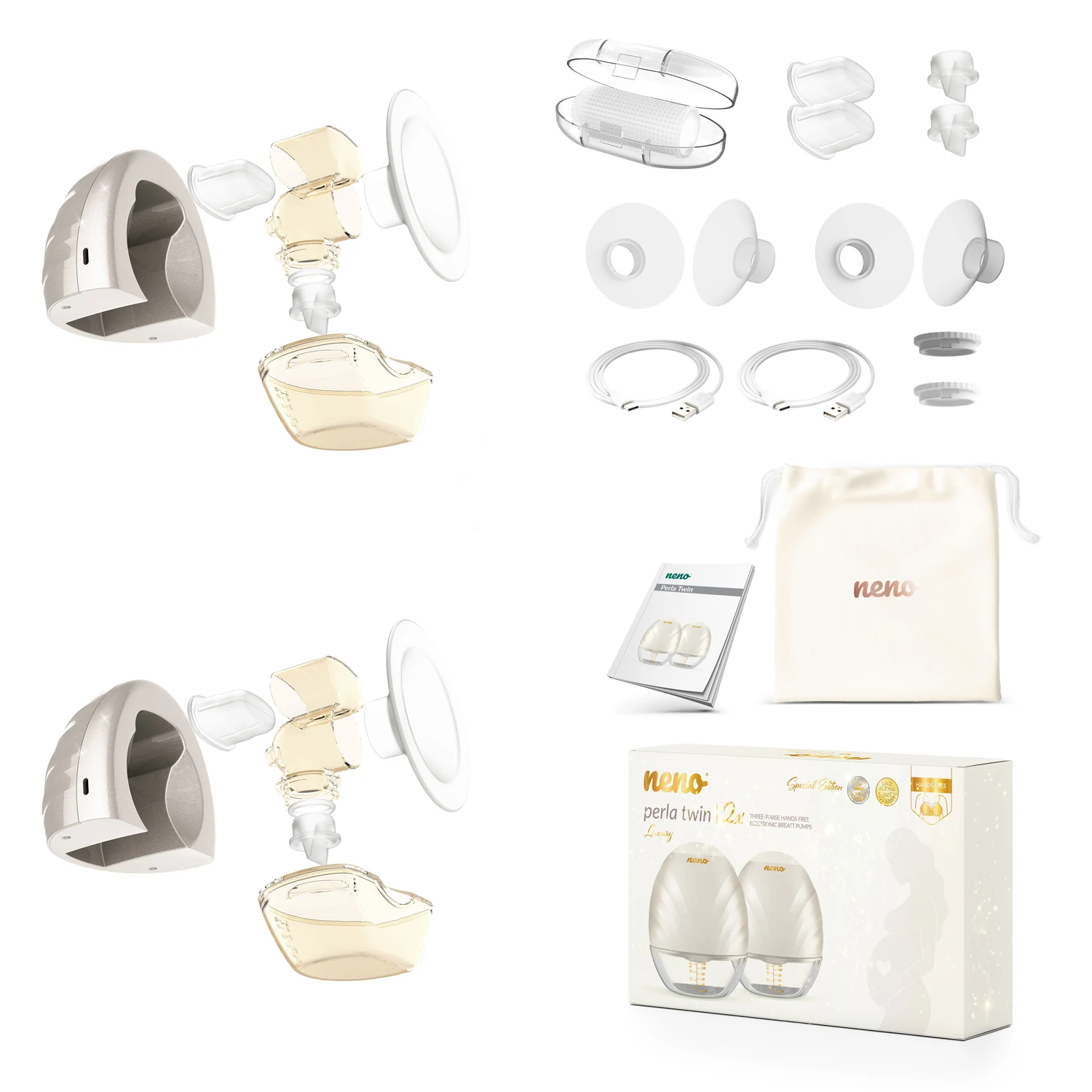 Neno® Brezžična dvojna električna črpalka 3 fazna Perla Twin Neno