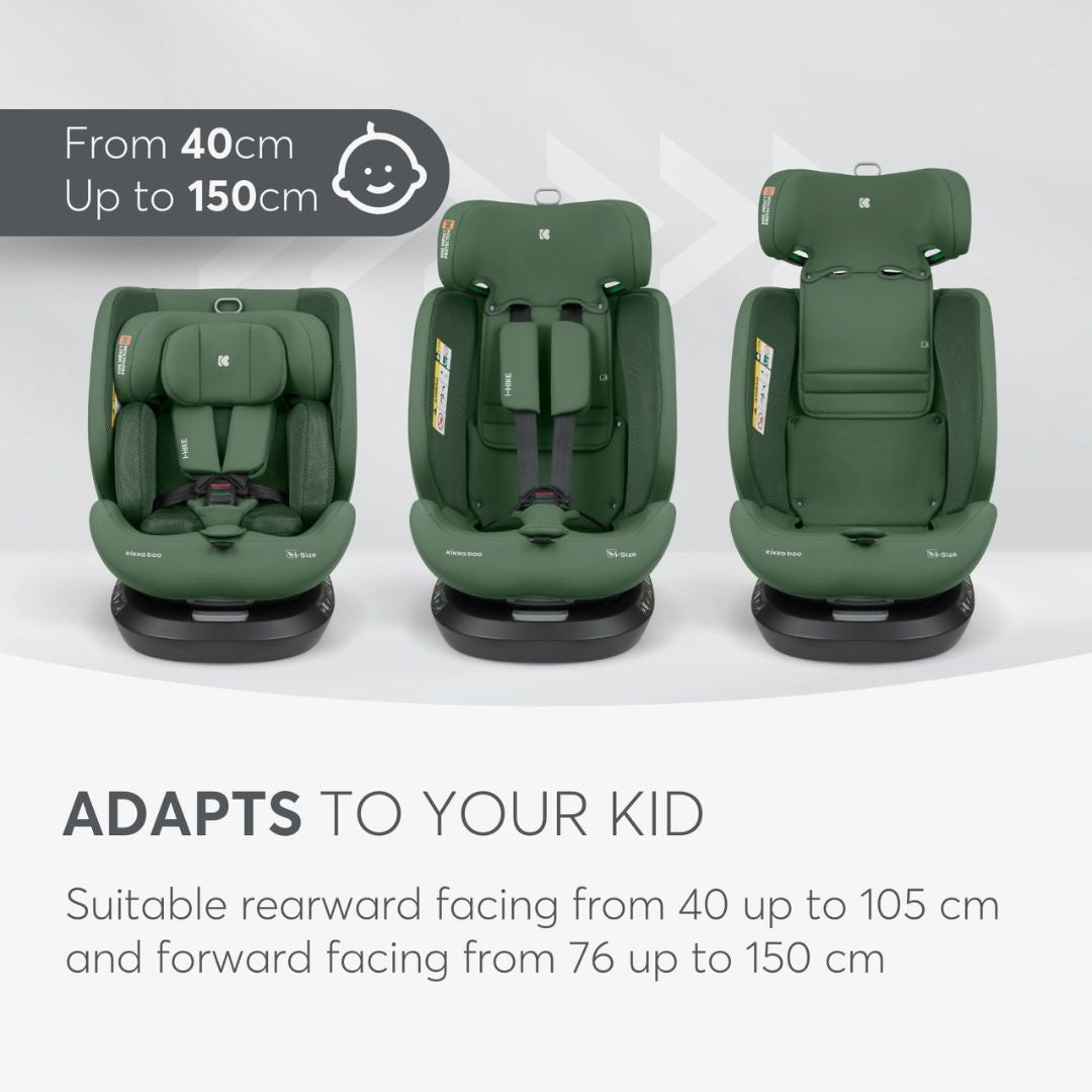 KikkaBoo® Otroški avtosedež 360° i-Hike i-SIZE (40-150 cm) Army Green 2025 KikkaBoo