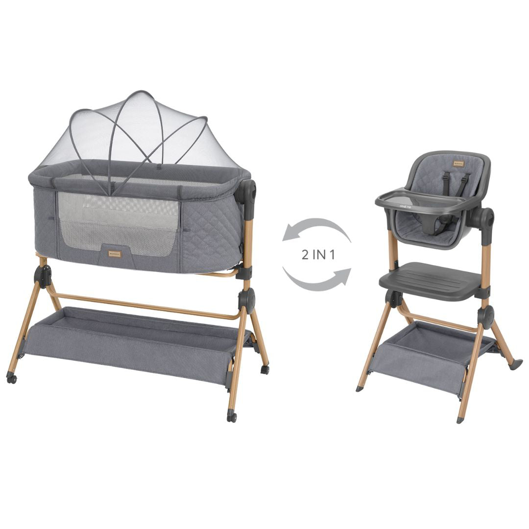 KikkaBoo® Obposteljna posteljica in stolček za hranjenje 2v1 Sleat Me Grey KikkaBoo