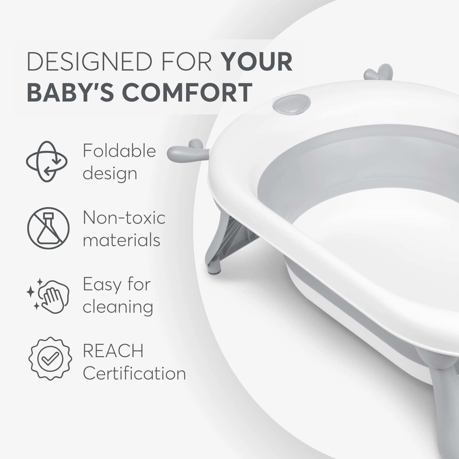 KikkaBoo® Zložljiva banjica Foldy Grey KikkaBoo