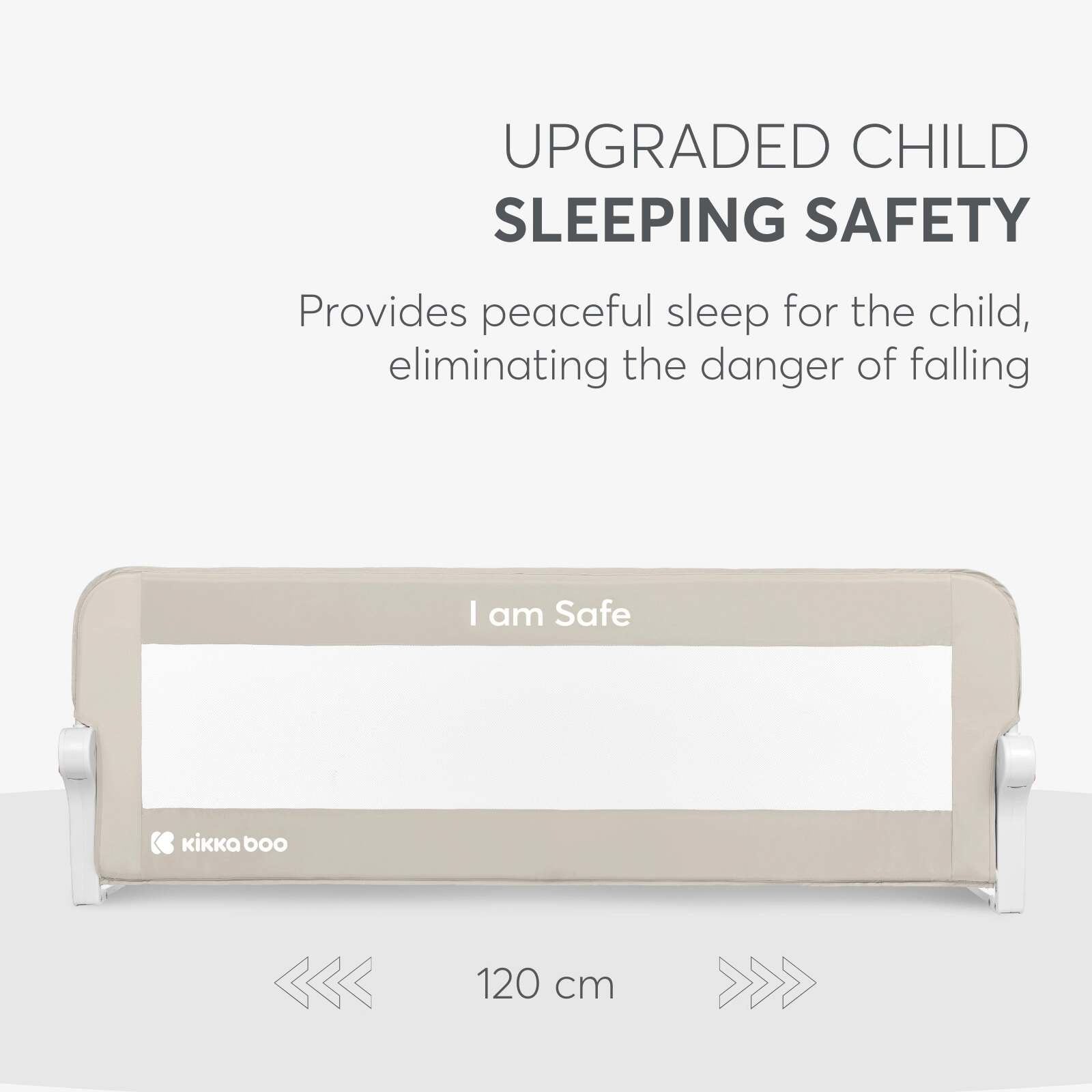 KikkaBoo® Posteljno varovalo I am Safe 120 cm Beige KikkaBoo