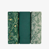 KikkaBoo® Tetra pelene od muslina 3 komada 75x75 cm  Secret Garden Green