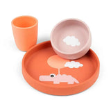 Done by Deer® Silikonski set za hranjenje Happy Clouds Papaya