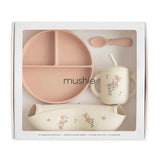Mushie® Silikonski set za hranjenje Pink Flowers