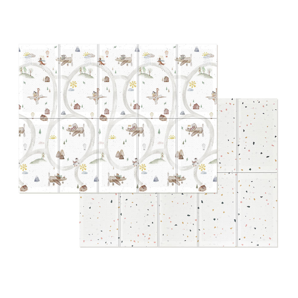 Evibell® Tappeto da gioco a due lati 150x190 Terrazzo/Wanderlust