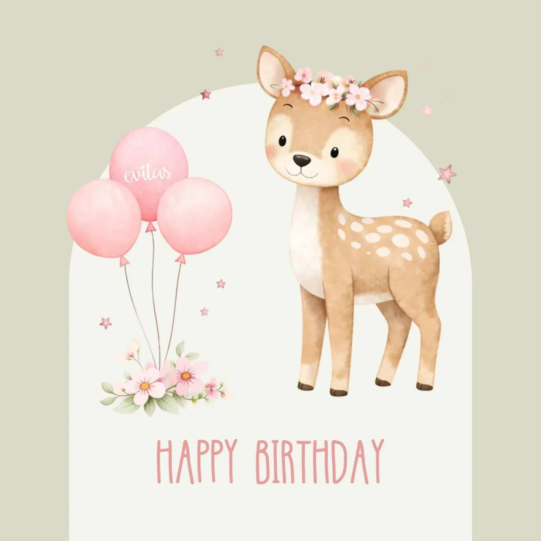 Evitas™ Voščilnica s kuverto za rojstni dan ANG Happy birthday Doe Evitas