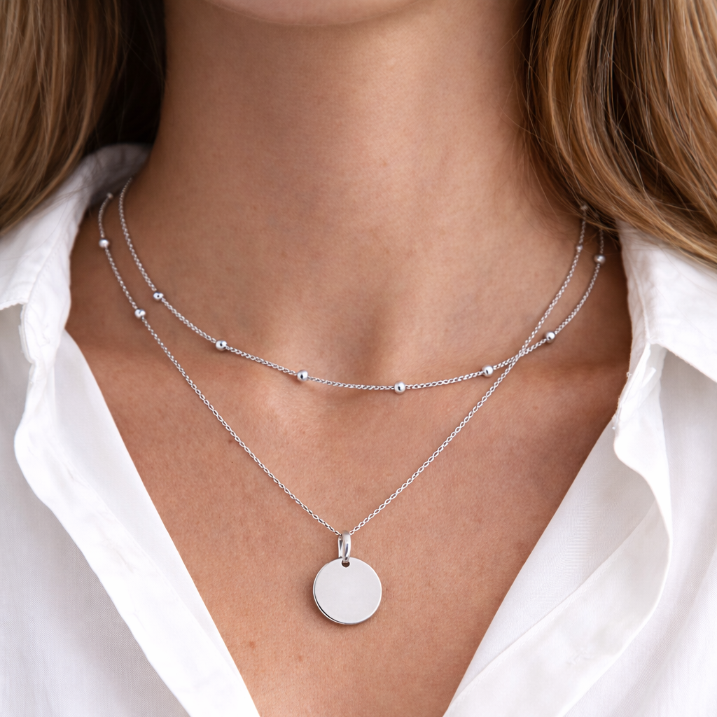 Atelya™ Personalizirana verižica z obeskom Circle Silver Atelya