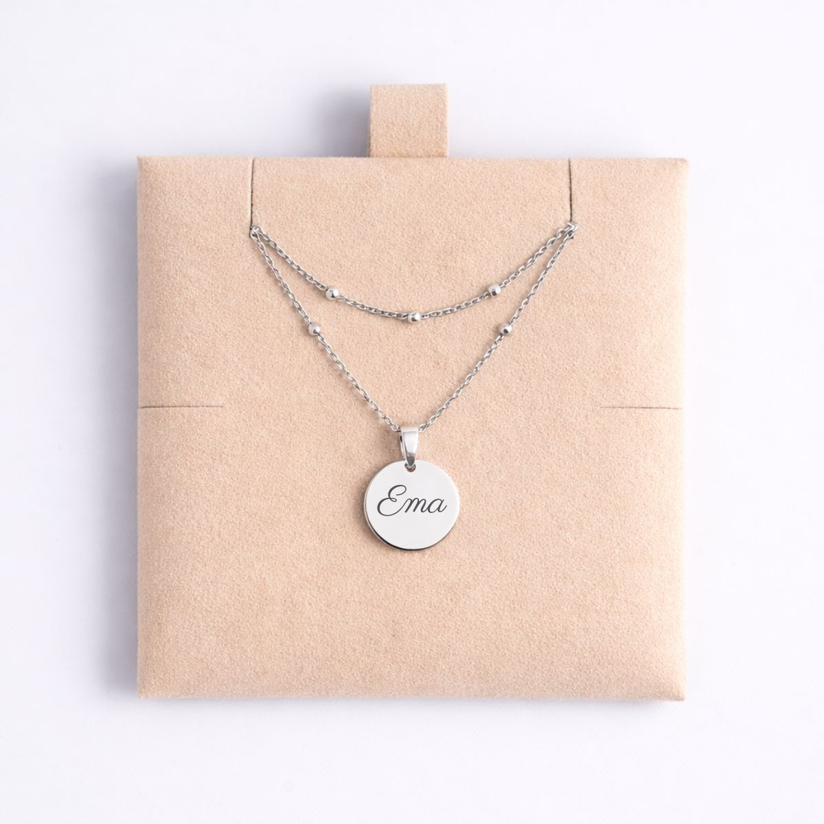 Atelya™ Personalizirana verižica z obeskom Circle Silver Atelya