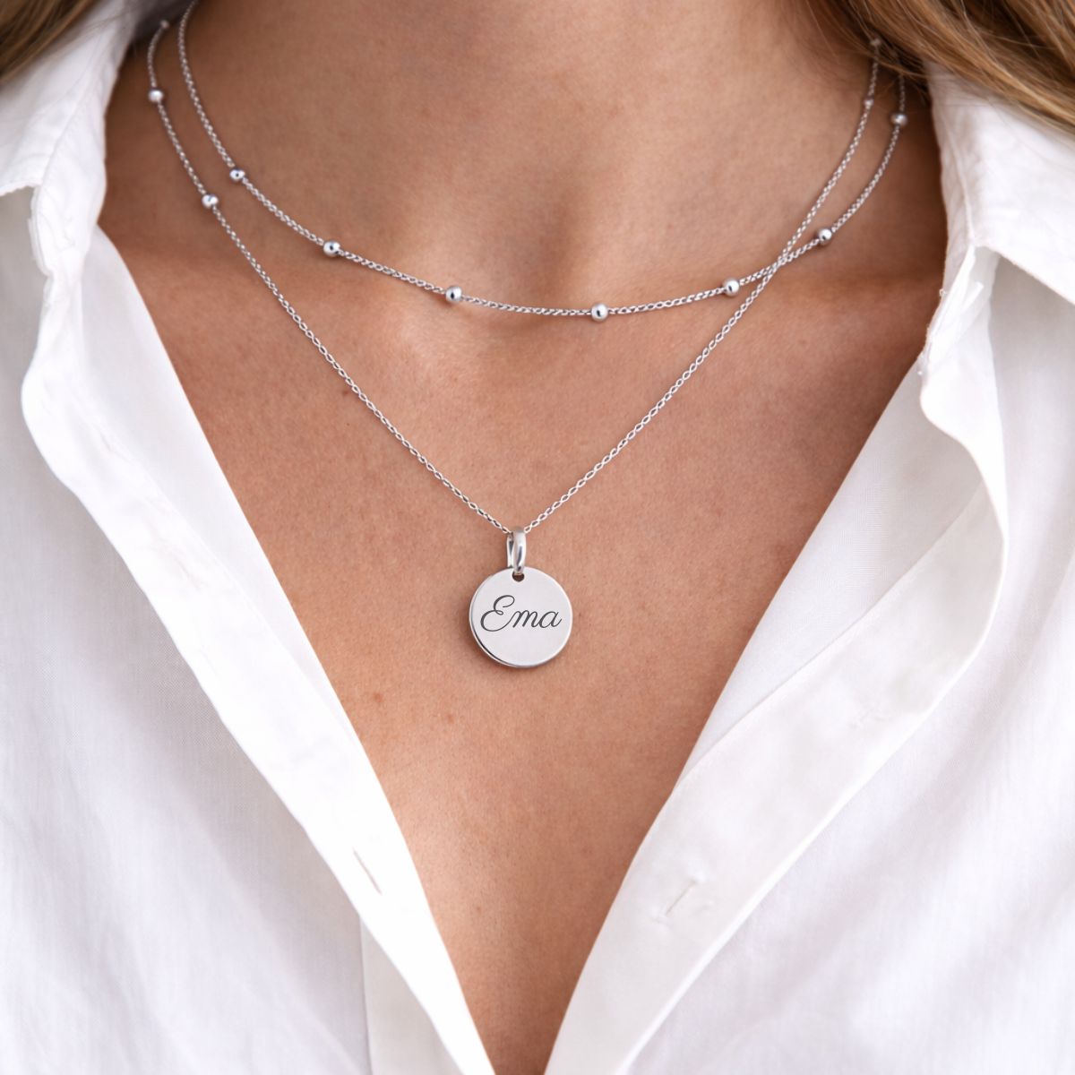 Atelya™ personalizirana ogrlica s privjeskom Circle Silver