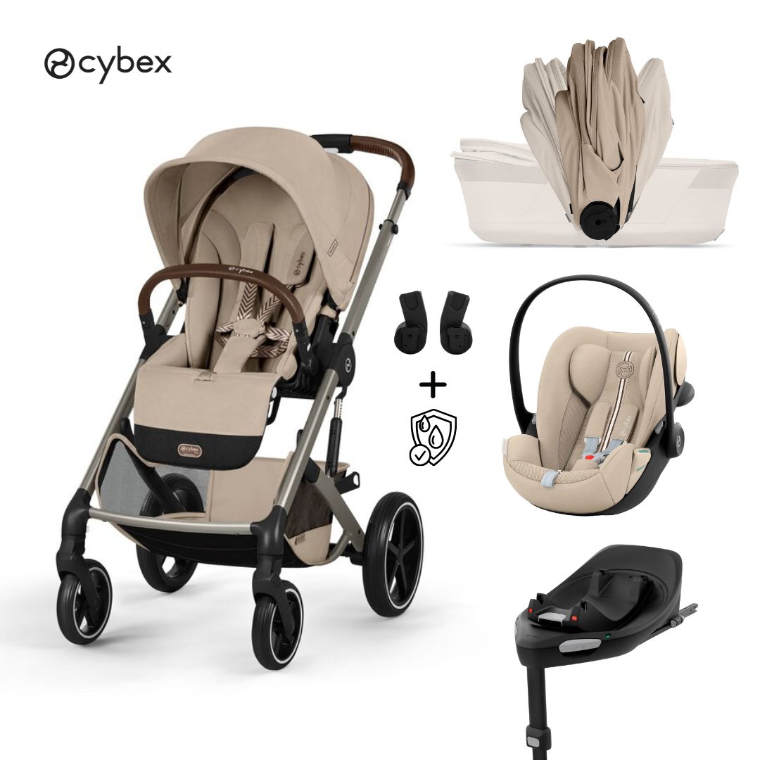 Cybex® Poussette 4en1 avec nacelle pliable Balios S Lux + Siège auto Cloud G3 + Base IsoFix G3 Almond Beige (+ Habillage pluie)