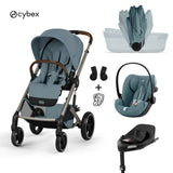 Cybex® Passeggino con navicella pieghevole 4in1 Balios S Lux + Seggiolino auto Cloud G3 + Base IsoFix G3 Stormy Blue (+ Parapioggia)