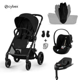 Cybex® Passeggino pieghevole 4in1 Balios S Lux + Seggiolino auto Cloud G3 + Base IsoFix G3 Moon Black (+ Parapioggia)