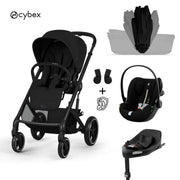 Cybex® Poussette avec nacelle pliable 4en1 Balios S Lux + Siège auto Cloud G3 + Base IsoFix G3 Moon Black (+ Housse de pluie)