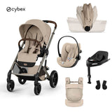 Cybex® Dječja kolica sa sklopivom košarom 4u1 Balios S Lux + Nosiljka Amya + Autosjedalica Cloud G3 + IsoFix baza G3 Almond Beige