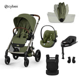 Cybex® Dječja kolica sa sklopivom košarom 4u1 Balios S Lux + Nosiljka Amya + Autosjedalica Cloud G3 + IsoFix baza G3 Moss Green