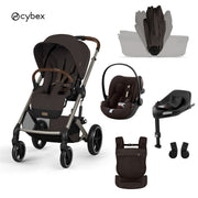 Cybex® Passeggino con navicella pieghevole 4in1 Balios S Lux + Navicella Amya + Seggiolino auto Cloud G3 + Base IsoFix G3 Chocolate Brown