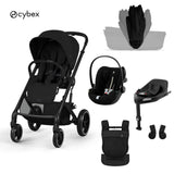 Cybex® Dječja kolica sa sklopivom košarom 4u1 Balios S Lux + Nosiljka Amya + Autosjedalica Cloud G3 + IsoFix baza G3 Moon Black