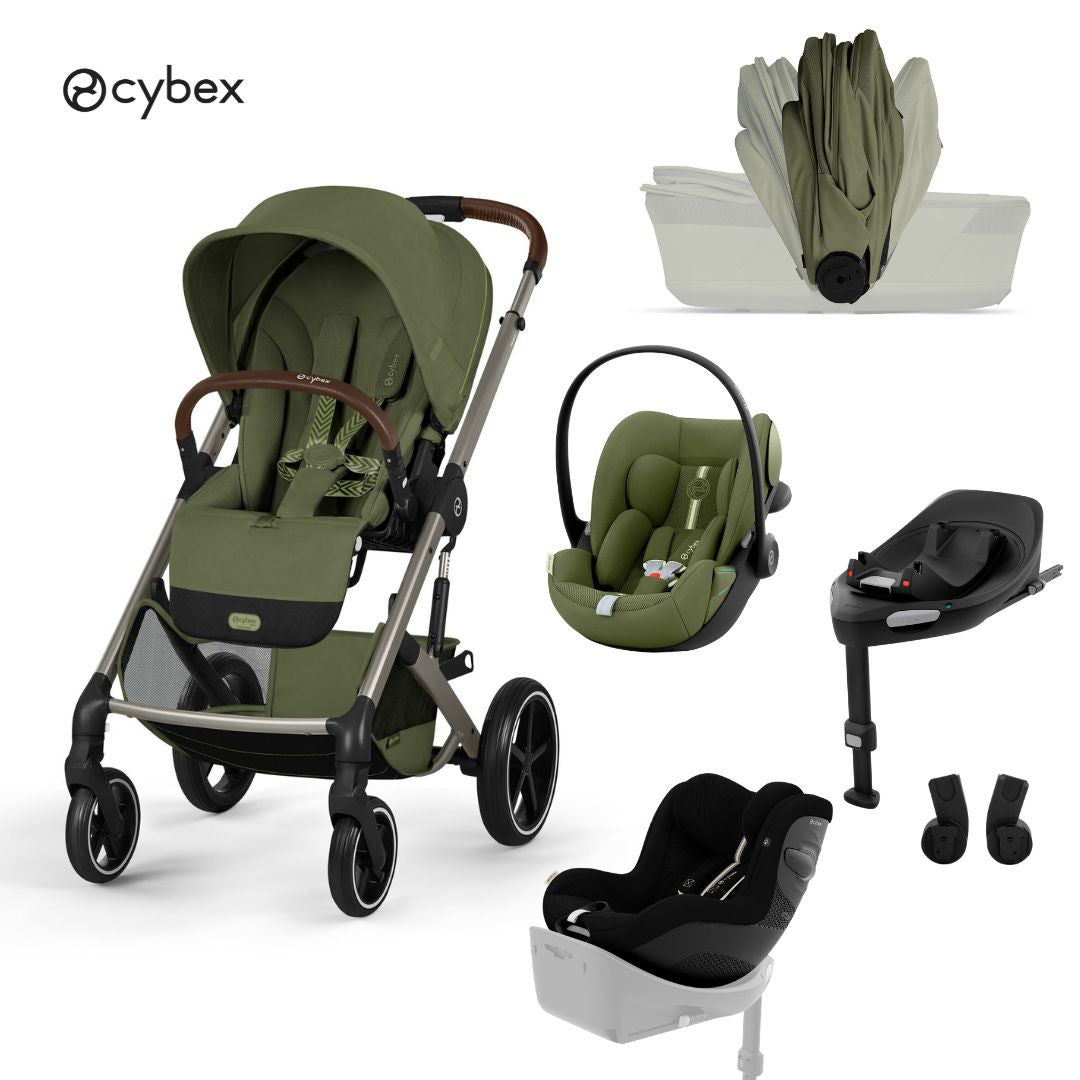 Cybex® Dječja kolica sa sklopivom košarom 5u1 Balios S Lux + Autosjedalica Cloud G3 + IsoFix baza G3 + Autosjedalica Sirona G3 Moss Green