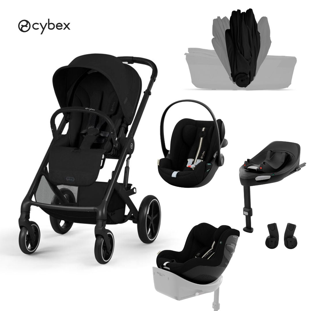 Cybex® Passeggino con navicella pieghevole 5in1 Balios S Lux + Seggiolino auto Cloud G3 + Base IsoFix G3 + Seggiolino auto Sirona G3 Moon Black