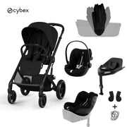 Cybex® Passeggino con navicella pieghevole 5in1 Balios S Lux + Seggiolino auto Cloud G3 + Base IsoFix G3 + Seggiolino auto Sirona G3 Moon Black (+ Parapioggia)
