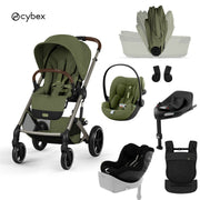 Cybex® Poussette 5 en 1 avec nacelle pliable Balios S Lux + Porte-bébé Amya + Siège auto Cloud G3 + Base IsoFix G3 + Siège auto Sirona G3 Moss Green