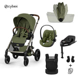 Cybex® Dječja kolica sa sklopivom košarom 4u1 Balios S Lux + Nosiljka Amya + Autosjedalica Cloud G3 + IsoFix baza G3 Moss Green (+ kišna navlaka)