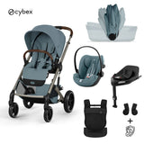 Cybex® Dječja kolica sa sklopivom košarom 4u1 Balios S Lux + Nosiljka Amya + Autosjedalica Cloud G3 + IsoFix baza G3 Stormy Blue (+ Kišna navlaka)