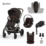 Cybex® Dječja kolica sa sklopivom košarom 4u1 Balios S Lux + Nosiljka Amya + Autosjedalica Cloud G3 + IsoFix baza G3 Chocolate Brown (+ Kišna navlaka)