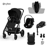 Cybex® Dječja kolica sa sklopivom košarom 4u1 Balios S Lux + Nosiljka Amya + Autosjedalica Cloud G3 + IsoFix baza G3 Moon Black (+ Rain cover)