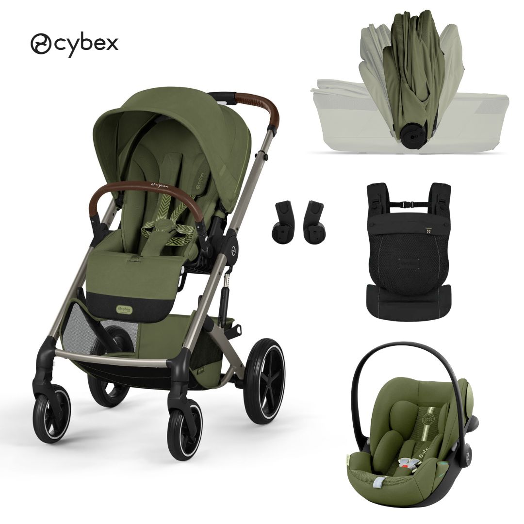 Cybex® Poussette 3en1 avec nacelle pliable Balios S Lux + Porte-bébé Amya + Siège auto Cloud G3 Moss Green