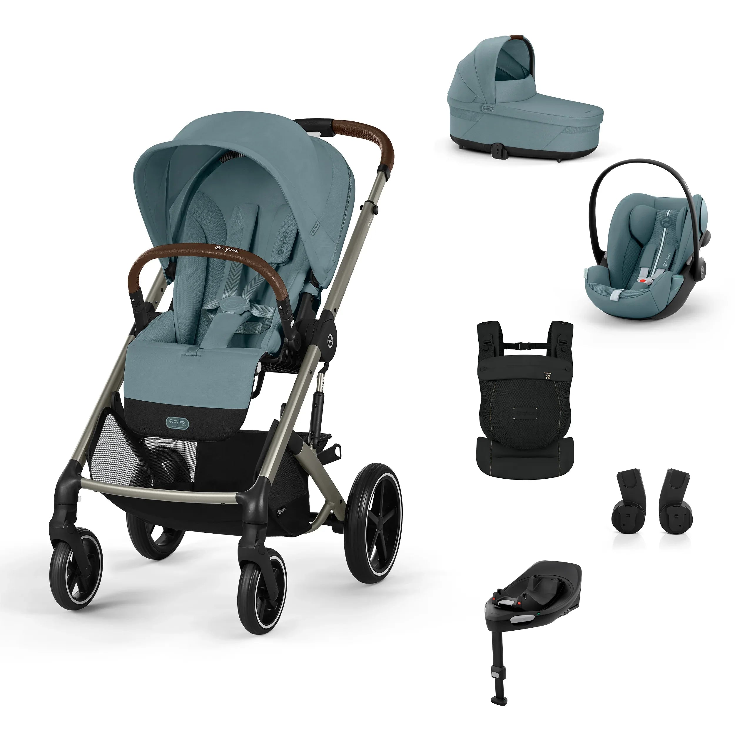 Cybex® Otroški voziček 4v1 Balios S Lux + Nosilka Amya + Avtosedež Cloud G + IsoFix baza G Stormy Blue Cybex
