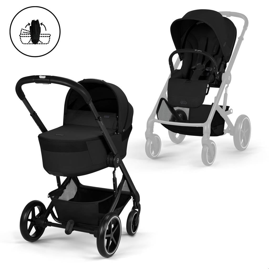Cybex® Poussette pliable 2en1 Balios S Lux Moon Black (Black Frame)