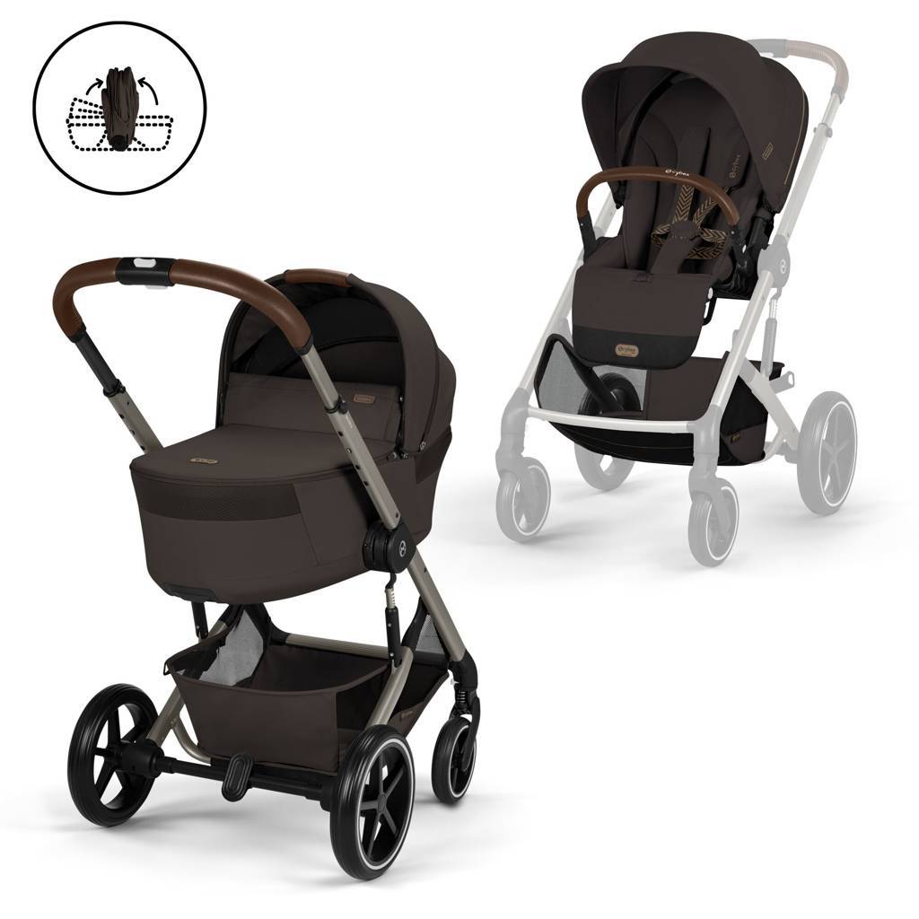 Cybex® Poussette enfant avec nacelle pliable 2en1 Balios S Lux Chocolate Brown (Taupe Frame)
