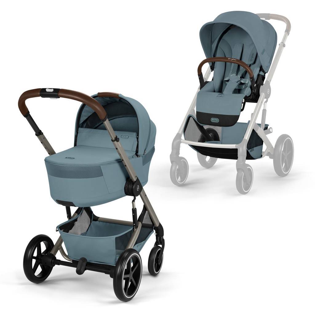Cybex® Otroški voziček z zložljivo košaro 2v1 Balios S Lux Stormy Blue (Taupe Frame)