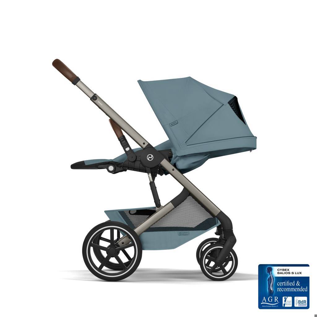 Cybex® Passeggino bambino con navicella pieghevole 2in1 Balios S Lux Stormy Blue (Taupe Frame)