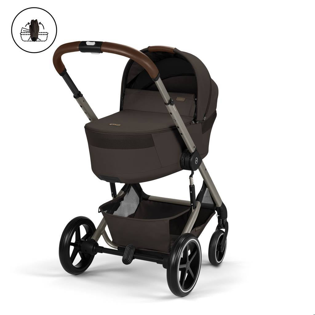 Cybex® Poussette enfant avec nacelle pliable 2en1 Balios S Lux Chocolate Brown (Taupe Frame)