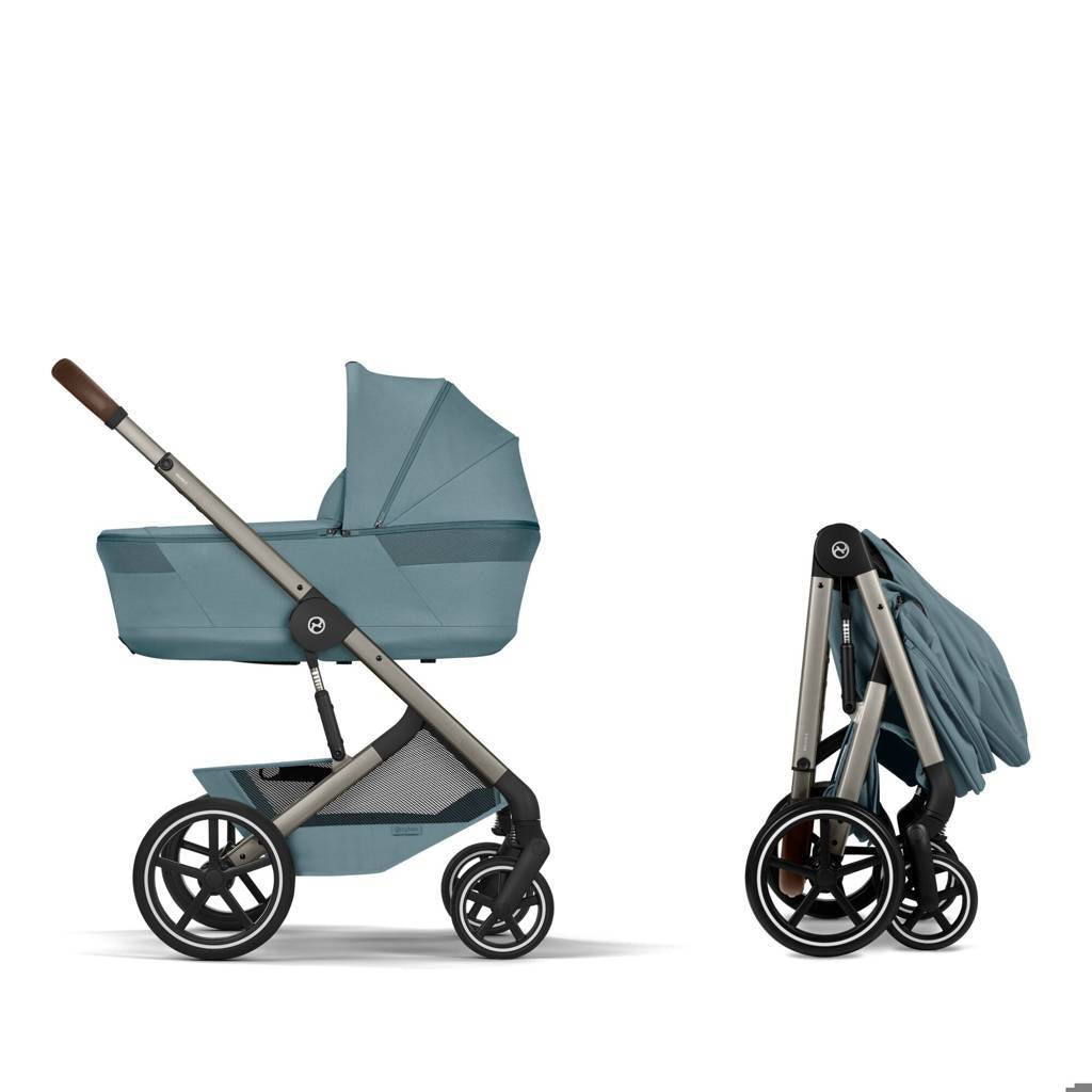 Cybex® Otroški voziček z zložljivo košaro 2v1 Balios S Lux Stormy Blue (Taupe Frame)