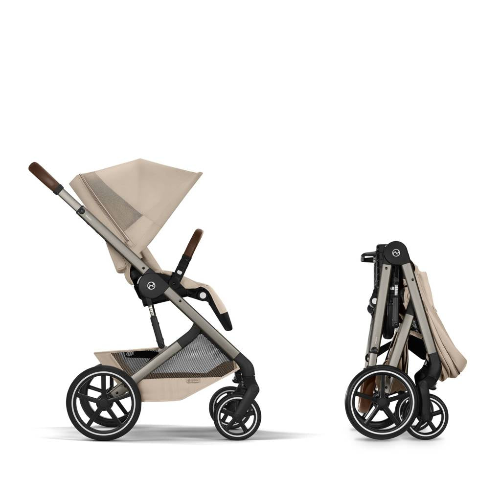 Cybex® Balios™ S Lux 2-in-1 Stroller with Cot S Lux Almond Beige (Taupe Frame)