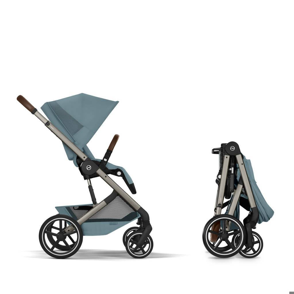 Cybex® Otroški voziček z zložljivo košaro 2v1 Balios S Lux Stormy Blue (Taupe Frame)